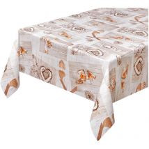 Tovaglia Cucina Antimacchia Plastificata Cerata Copritavolo Legno Bianco Casa Shabby Chic - 140x140 Cm