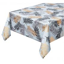 Tovaglia Cucina Antimacchia Plastificata Palme Metallizzate Copritavolo Tropicale Dis b - 140x50 Cm