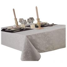 Tovaglia Ombra, in Tessuto Damascato, Dimensioni: 150 x 350 cm, Colore: Grigio Perla - Calitex