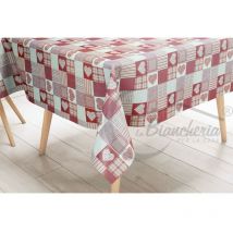 Tovaglia lima in tela cerata plastificata lavabile idrorepellente in pvc cuore rosso made in Italy Cm.140x400
