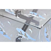 Tovaglia Trasparente Moderna Antimacchia Varie Misure Fantasie Plastificata pvc Copri Proteggi Tavolo su Misura MOD.Kristal Stampato (d) - 140x440 Cm