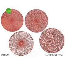 Tovaglietta natalizia Handy Ø38 cm in PVC – 645229 – 1pz – Rosso – Arredo casa