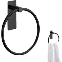 Towel Ring Black Towel Holder Ring No Drilling Towel Rail for Kitchen and Bathroom Self-Adhesive Stainless Steel
