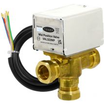 Spares2go - 5 Wire 22mm Motorised 3 Port Mid Position Valve for Central Heating/Boiler Systems