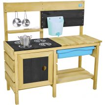 Tp Toys - Holz Spielküche, Outdoorküche inkl. Zubehör 'Deluxe', natur, 40 x 136 x 96 cm (t x b x h)