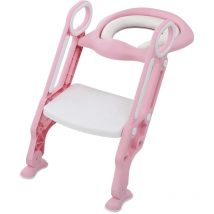 Skecten - Töpfchentrainer Kinder-Töpfchen Toilettensitz mit Treppe Rutschfest stabil klappbar und höhenverstellbar (Rosa)