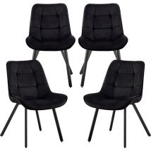Samtstühle Stoffstühle Polsterstuhl Esszimmerstühle Küchenstühle aus Samt Metallbeine, Schwarz, 4 St.