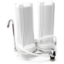 Naturewater TR201 2 Stufen Counter Top Wasserfilter, 0,5 μ Filterpatrone Sedimentfilter, 5 μ Aktivkohle Block, mit Universaladapter