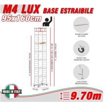 Trabattello M4 LUX base estraibile Altezza lavoro 9,70 metri
