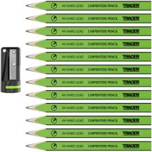 4H Zimmermannsbleistifte (harte Mine), mit Anspitzer, 12 Stück - ACP1 - Tracer