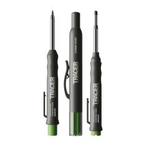 Komplett Tieflochmarkierungsset. Inklusive Doppelspitzigem Tiefbohr-Dauermarker,Tieflochmarker Bleistift, 6x Ersatzminenspender Seitenhalter - AMK3