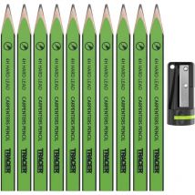 Tracer - Matite da carpentiere 4H (mina dura) 10 pezzi con temperamatite da carpentiere, 10 pezzi