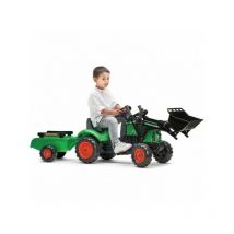 Tractopelle a pédales Falk Supercharger + remorque - Des 2 ans - 100% Fabriqué en France - 40% de plastique recyclé
