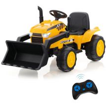 Helloshop26 - Tracteur electrique 12v/7ah tractopelle pour enfants télécommande 2,4g démarrage progressif led musique 30 kg 3-8 ans