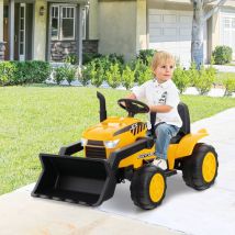 Tracteur Electrique 12V/7Ah Tractopelle pour Enfants Télécommande 2,4G Démarrage Progressif led Musique 30 kg 3-8 Ans Maison Chic