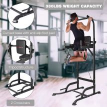 Home Fitness Code - Traction Bar – – Römischer Stuhl – Power Tower – Verstellbarer Klimmzug – Multifunktionale Dip-Station Schwarz