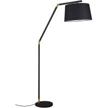 Frankystar - Tracy Lampadaire en Métal Noir avec Inserts Dorés et Abat-jour Noir h. 175cm D.40cm