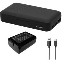 2in1 Set: Akku 1300mAh + Dual-Ladegerät usb-c usb-a Powerbank für Sony Alpha SLT-A55VY SLT-A65 SLT-A65V SLT-A35 SLT-A37 SLT-A55 SLT-A55V - Trade-shop