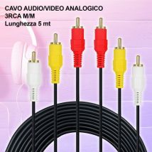 Trade Shop - Analoges Audio-Video-Kabel, 5 Meter, Verlängerung, 3 RCA-3RCA-Stecker, Stecker -