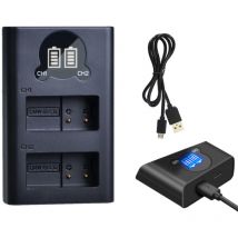 Trade-shop - usb-c Doppel Akku Dual Schnell-Ladegerät für 2 Akkus mit lcd kompatibel mit Panasonic Lumix DMC-FZ200 DMC-FZ1000 DMC-FZ1000 ii / DMC-G70