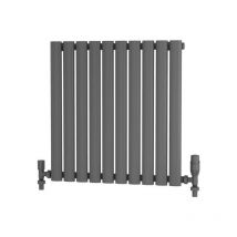 Traderad - Elliptical Tube Steel Anthracite Horizontal Designer Radiator 600mm x 600mm Single Panel - Central Heating - Anthracite