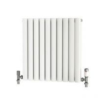 Traderad - Elliptical Tube Steel White Horizontal Designer Radiator 600mm x 600mm Double Panel - Central Heating - White