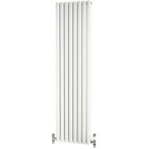 Traderad - Elliptical Tube Steel White Vertical Designer Radiator 1800mm h x 470mm w Double Panel - Central Heating - White