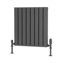 Flat Tube Steel Anthracite Horizontal Designer Radiator 600mm h x 600mm w Double Panel - Electric Only - Thermostatic - Anthracite - Traderad