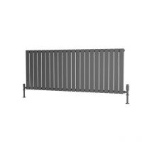 Traderad Flat Tube Steel Anthracite Horizontal Designer Radiator 600mm H x 1500mm W Single Panel - Electric Only - Thermostatic - Anthracite