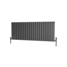 Flat Tube Steel Anthracite Horizontal Designer Radiator 600mm h x 1500mm w Double Panel - Dual Fuel - Thermostatic - Anthracite - Traderad