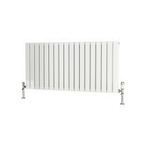 Traderad - Flat Tube Steel White Horizontal Designer Radiator 600mm h x 1250mm w Double Panel - Central Heating - White