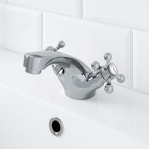 Park Lane - Traditional Bathroom Mono Basin Sink Mixer Tap Brass Cross Head Handle Chrome