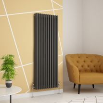 Warmehaus - Traditional Cast Iron Style Radiator Anthracite Vertical Triple Panel 1500x562mm