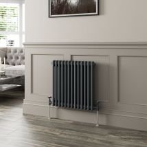 Galiflo - 600 x 605mm Double Horizontal Traditional Colosseum Anthracite Column Radiator