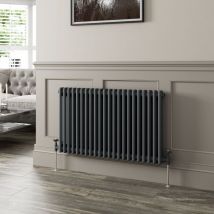 Galiflo - 600 x 1010mm Double Horizontal Traditional Colosseum Anthracite Column Radiator