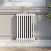 Galiflo - 600 x 425mm Double Bar Horizontal Traditional Colosseum White Column Radiator