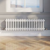 Duratherm - 300 x 1010mm Triple Bar Horizontal Traditional Colosseum White Column Radiator - White