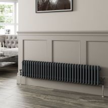 Duratherm - 300 x 1460mm Triple Horizontal Traditional Colosseum Anthracite Column Radiator - Grey