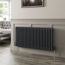 Galiflo - 600 x 1190mm Triple Horizontal Traditional Colosseum Anthracite Column Radiator