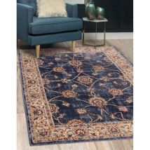 Lord Of Rugs - Traditional Orient 5929 Rug for Living Room Dining Bedroom Classic Floral Bordered Rug in Navy Blue Hallway Rug Runner 66x240 cm