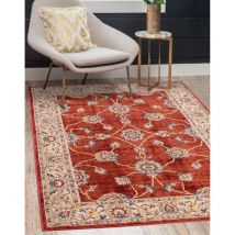 Lord Of Rugs - Traditional Orient 5929 Rug for Living Room Dining Bedroom Classic Floral Bordered Rug in Terracotta Small 80x150 cm (2'6'x5')