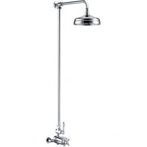 Gravity Bathrooms - Traditional Overhead Thermostatic Rigid Riser Shower Kit with Single Fixed Head - Chrome