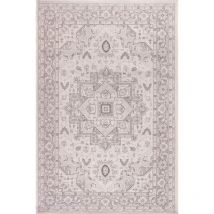 Lord Of Rugs - Traditional Persian Medallion Floral Flatweave Indoor Outdoor Rug in Grey 150 x 200 cm (4'11''x6'6'')