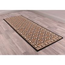 Lord Of Rugs - Traditional Poly Esta Bordered Classical Floral Black Rug Floor Mat Carpet Hallway 70 x 200 cm (2'4''x6'7'') Runner