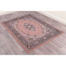 Lord Of Rugs - Traditional Poly Lancashire Oriental Rug Blush Pink Medium Carpet 120 x 160 cm (4'x5'3')