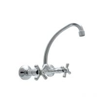 Traditional Retro Wall Mounted Cross Head Kitchen Tap