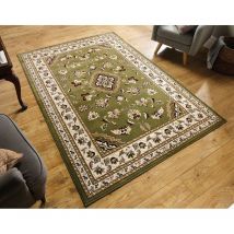 Traditional Sherborne Classic Bordered Rug in Green 80 x 150 cm (2'6'x5'0')