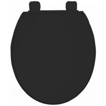 Bemis - Traditional Toilet Seat Black Bathroom Round Bottom Fix Plastic Chester