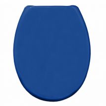 Bemis - Traditional Toilet Seat Blue Bathroom Round Bottom Fix Plastic Sta-Tite