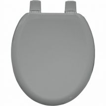 Bemis - Traditional Toilet Seat Grey Bathroom Round Bottom Fix Wood Sta-Tite